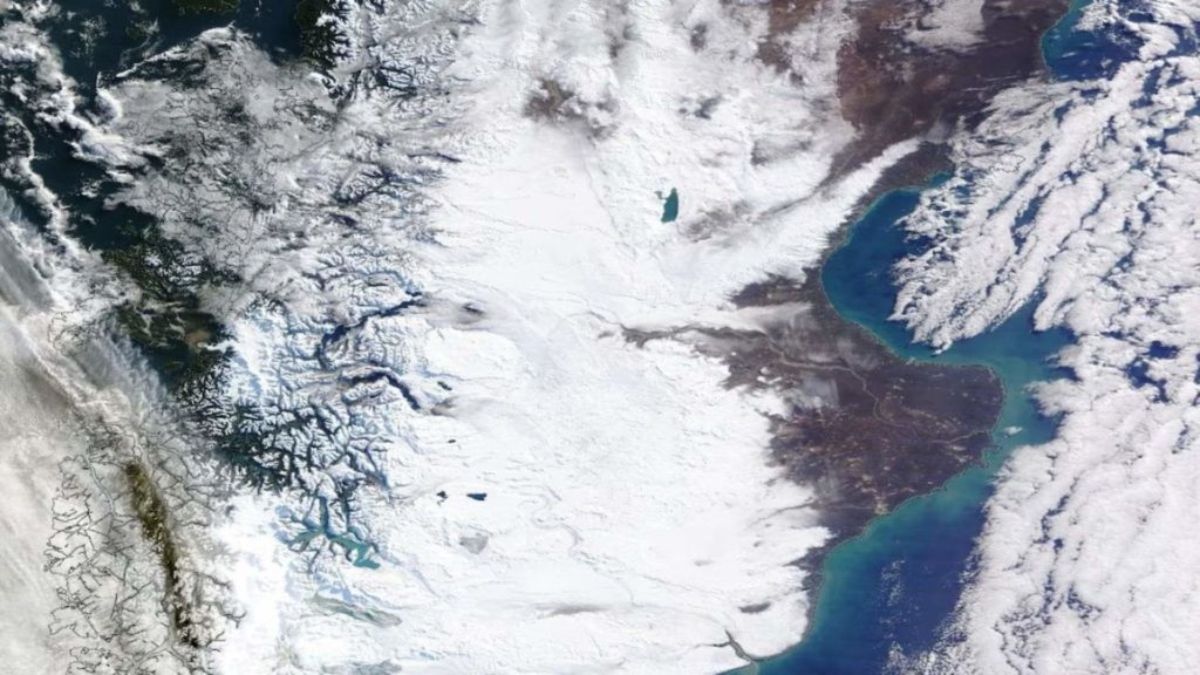 La NASA mostró la llegada de la nieve a la Patagonia con imágenes satelitales