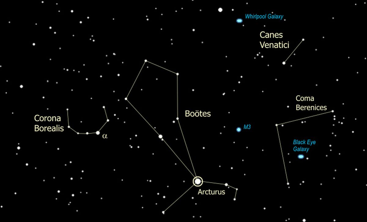 El radiante de la lluvia de estrellas Cuadrántidas se encuentra en la constelación de Bootes o del Boyero. El radiante de la lluvia de estrellas Cuadrántidas se encuentra en la constelación de Bootes o del Boyero.