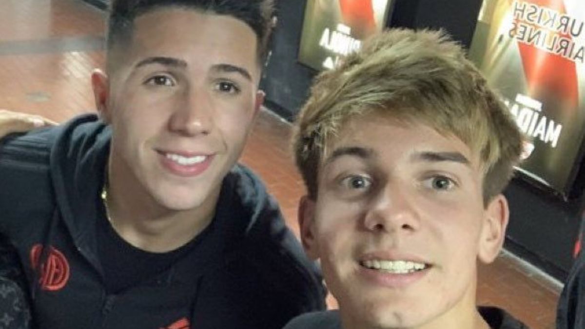 Enzo Fernández y Franco Mastantuono cuando ambos compartían institución en River. 