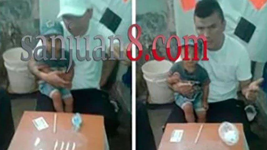 Indignantes imágenes: un preso del penal de San Juan publicó fotos drogándose con un nene a upa
