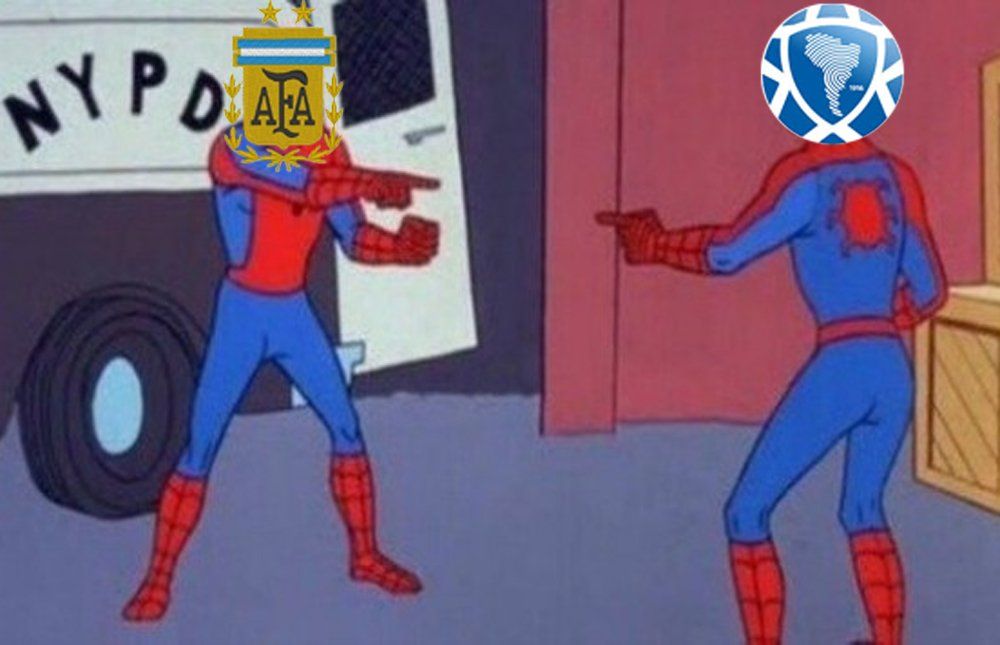 La AFA reclamándole a la Conmebol es el meme de los Spiderman