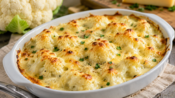 Coliflor al horno con salsa blanca y gratinado.