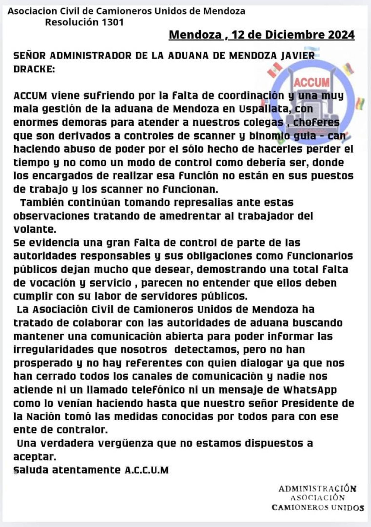 El reclamo de los choferes de camión que se quejaron por la mala atención en la Aduana de Uspallata. El reclamo de los choferes de camión que se quejaron por la mala atención en la Aduana de Uspallata.