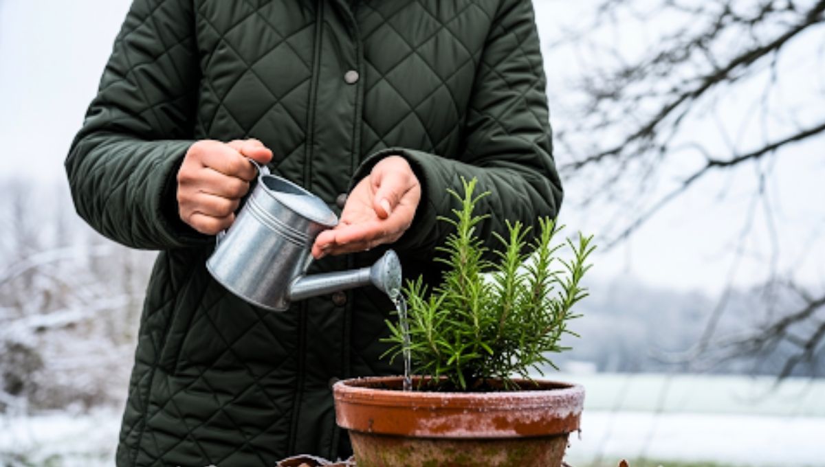 La planta de romero necesita ser regada en invierno 