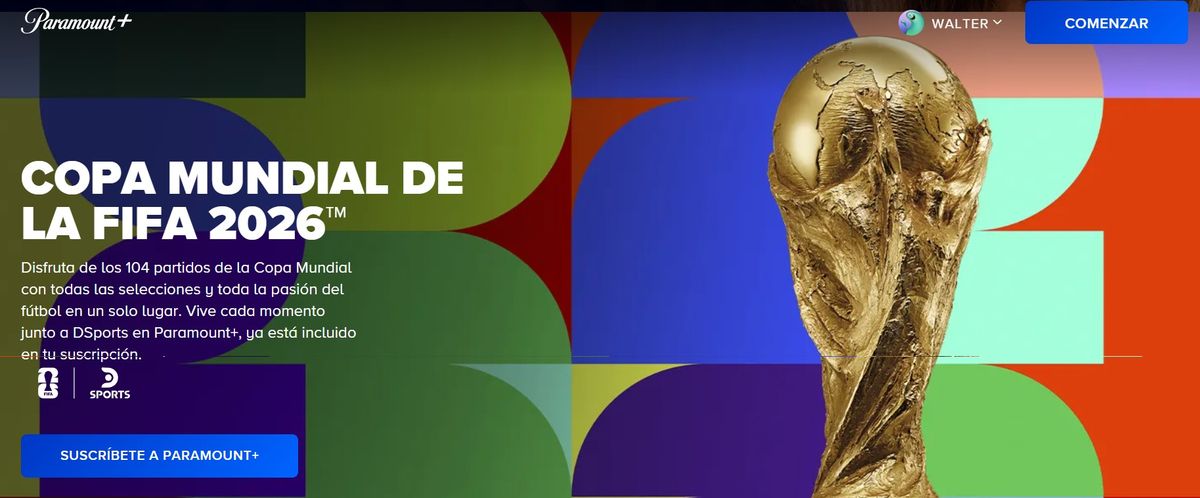 Paramount+, una de las plataformas de streaming que transmitirá el Mundial 2026. Paramount+, una de las plataformas de streaming que transmitirá el Mundial 2026.