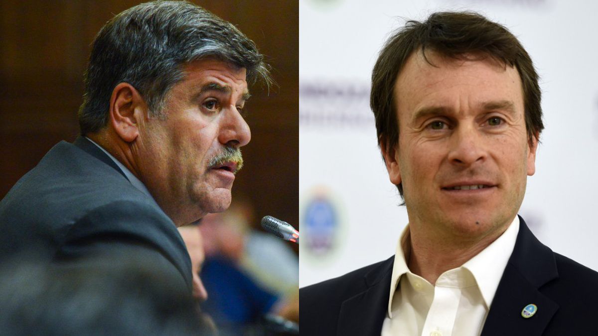 El vicegobernador Mario Abed y el ministro de Hacienda, Lisandro Nieri, hicieron de escuderos de Suarez a la hora de negociar el Presupuesto 2021.