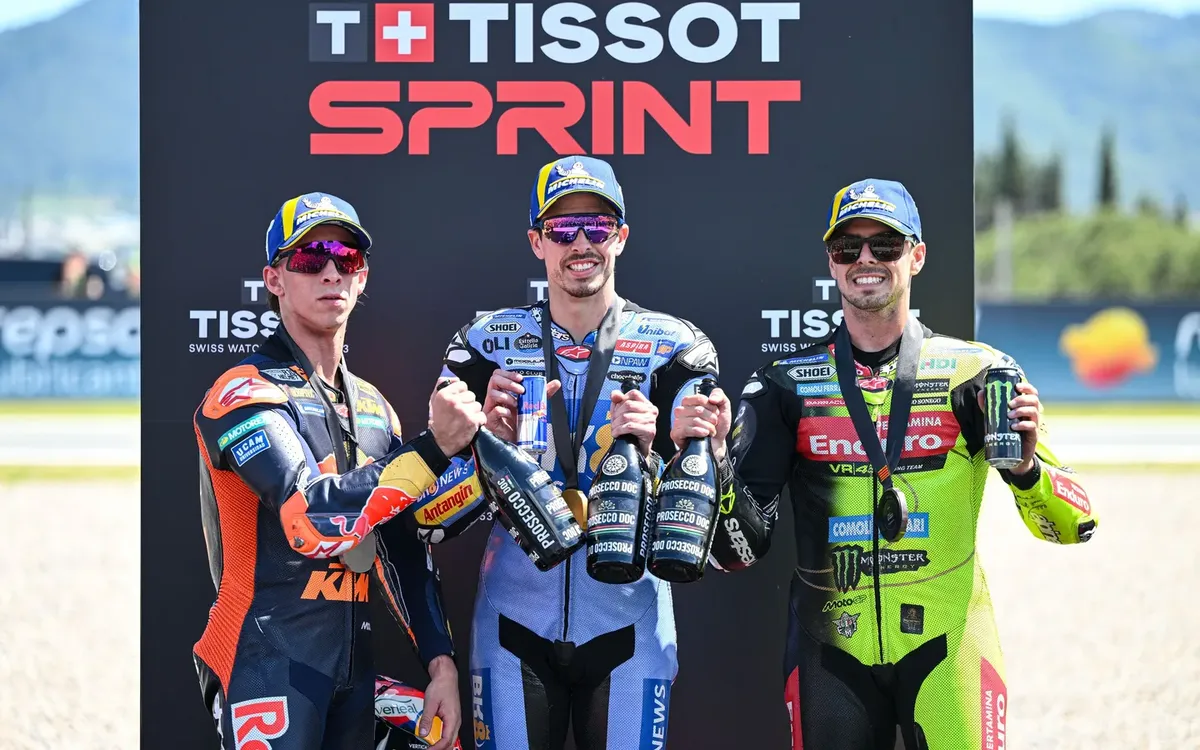 El podio de la Carrera Sprint del MotoGP. El podio de la Carrera Sprint del MotoGP.