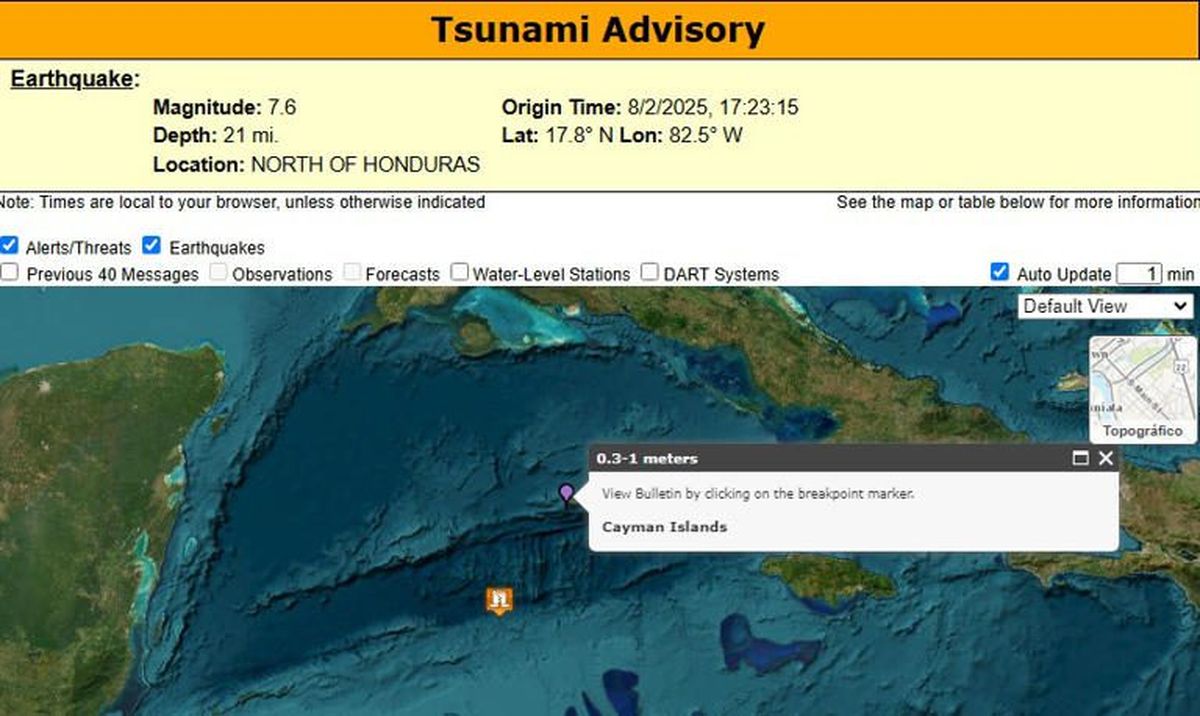 El aviso fue notificado por la página de tsunamis de Estados Unidos. El aviso fue notificado por la página de tsunamis de Estados Unidos.