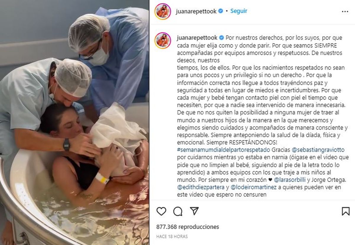 El posteo de Juana Repetto en su cuenta de Instagram.