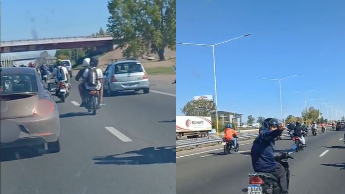 Una caravana de motoqueros con el escapa adulterado generó pánico en los conductores que se movían por el Acceso Sur.