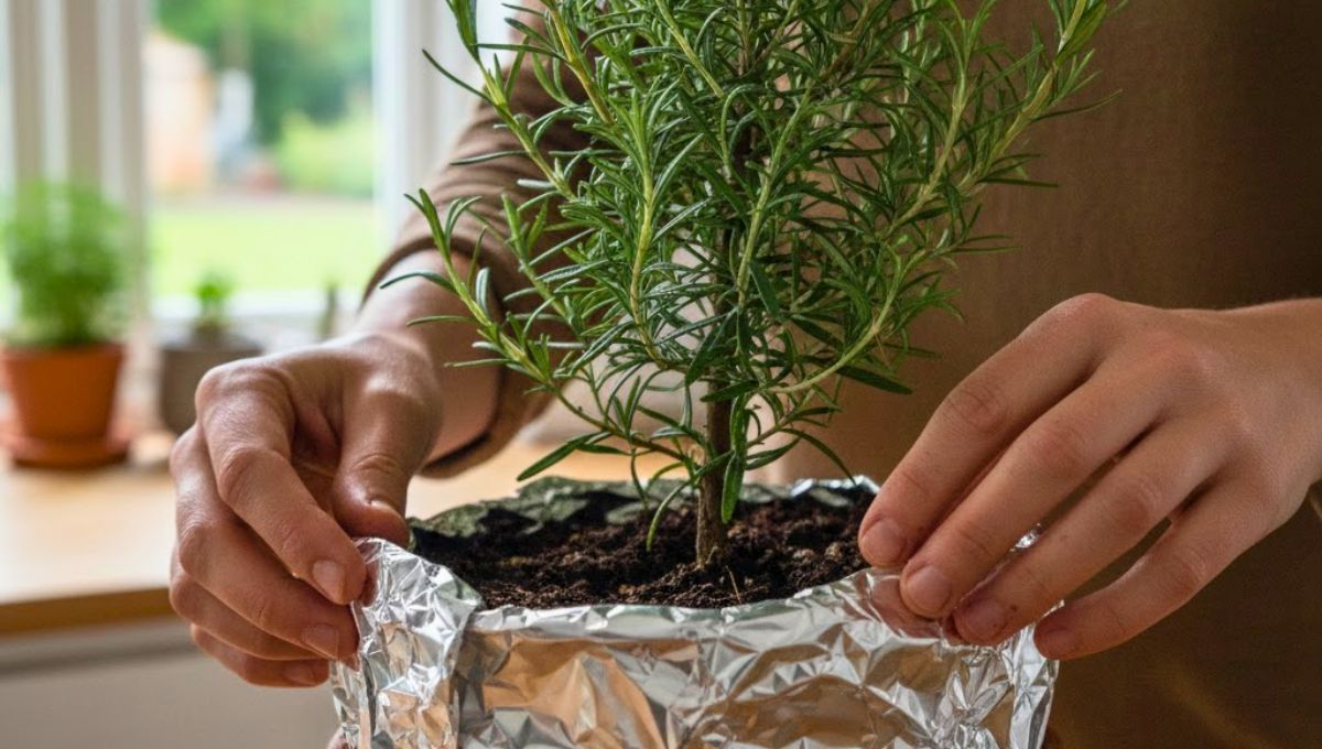 Colocar papel aluminio en la planta de romero: por qué recomiendan hacerlo y para qué sirve