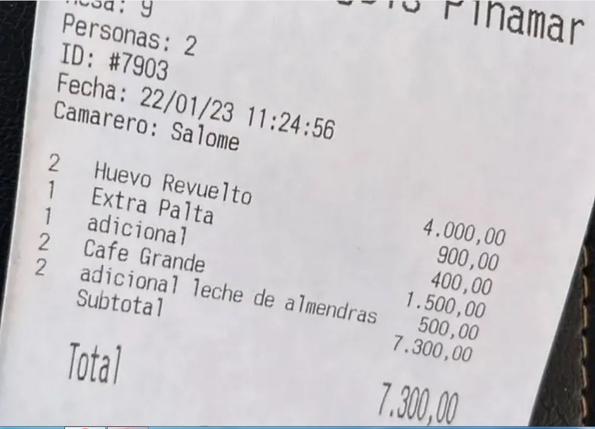 ¡Es un afano! Un robo: fue a desayunar a la costa y le cobraron 7 "lucas".