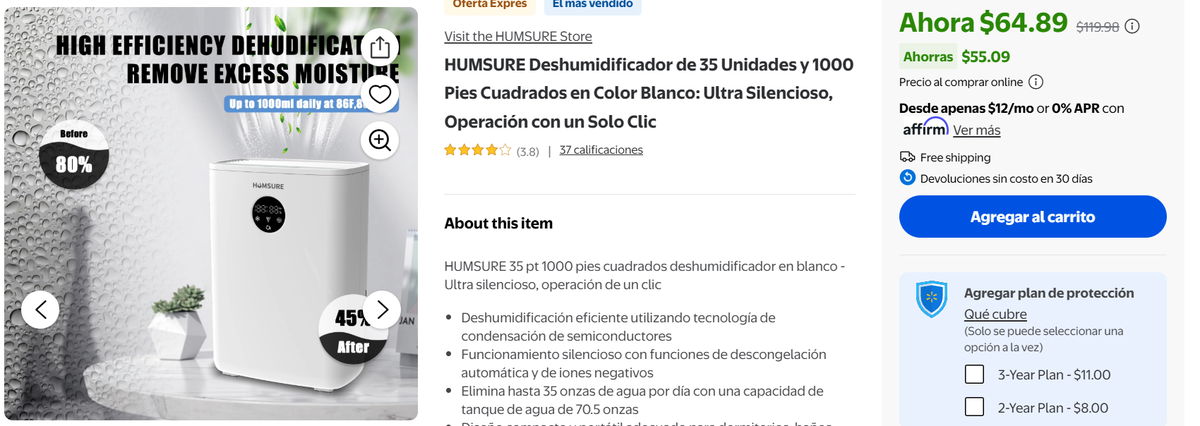 La humedad llega a su fin con esta oferta de Walmart. La humedad llega a su fin con esta oferta de Walmart.