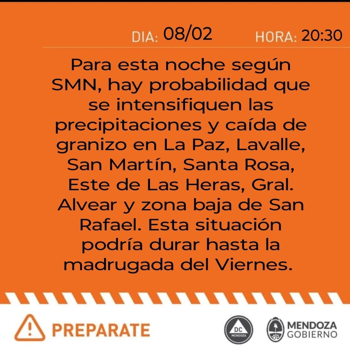 El alerta naranja fue emitido para 7 departamentos. El alerta naranja fue emitido para 7 departamentos.