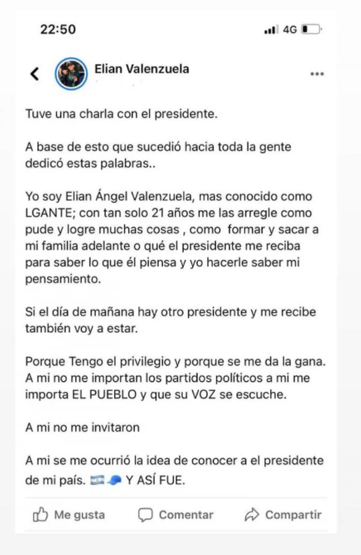 El descargo de L-Gante tras las críticas por reunirse con Alberto