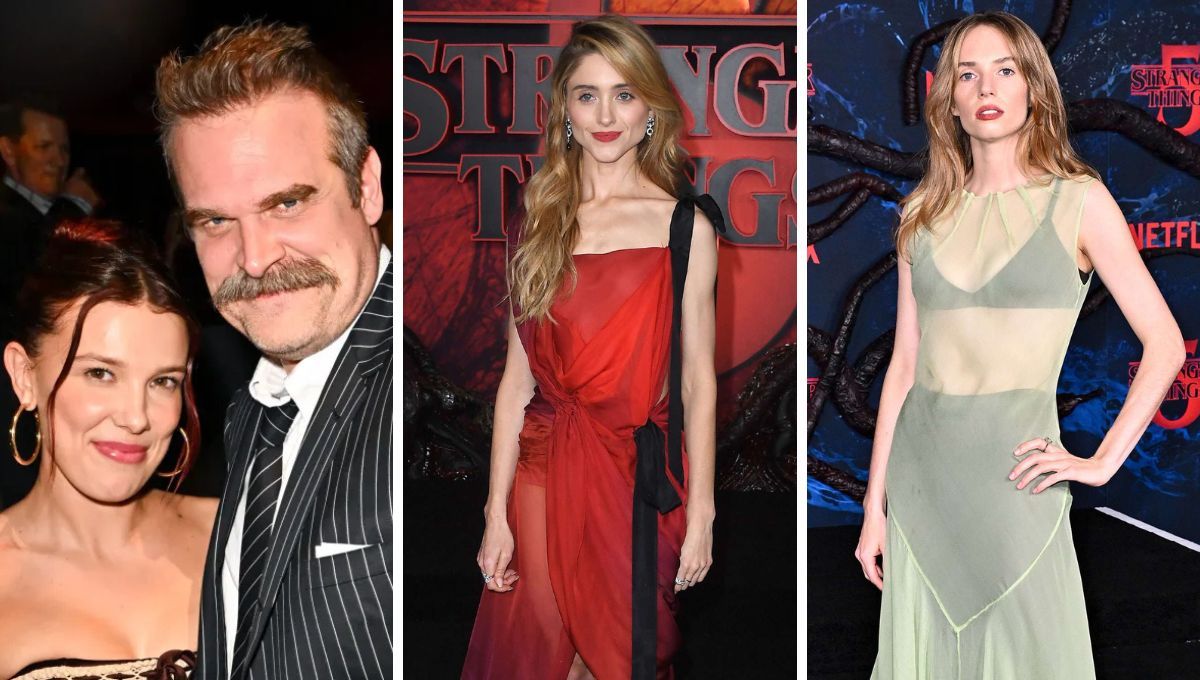 Millie Bobby Brown, David Harbour, Natalie Dyer y Maya Hawke. Millie Bobby Brown, David Harbour, Natalie Dyer y Maya Hawke. 
