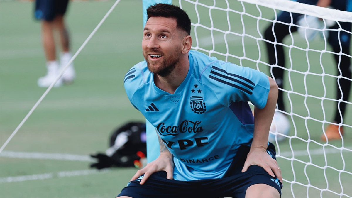 Lionel Messi, feliz en la Selección argentina