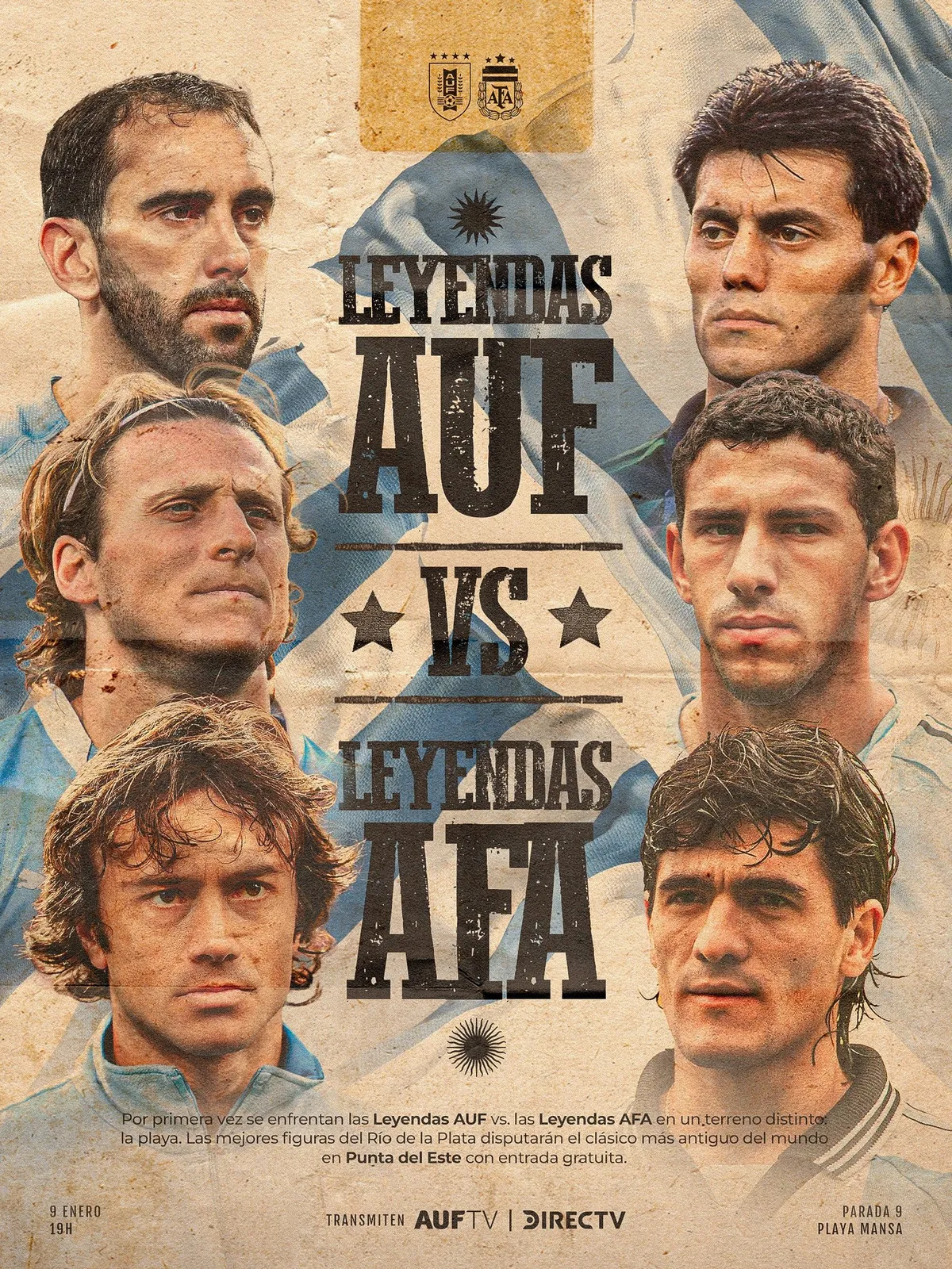 El anuncio del duelo de Leyendas de Uruguay y la Selecci&oacute;n argentina.