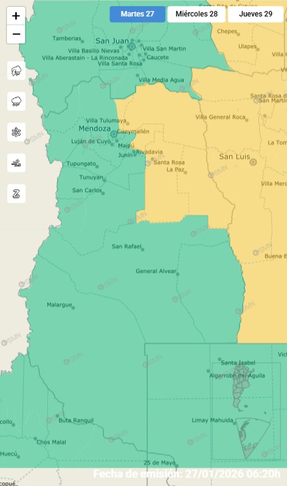 Estos son los departamentos en alerta. Estos son los departamentos en alerta.