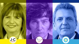 Patricia Bullrich, Javier Milei y Sergio Massa.
