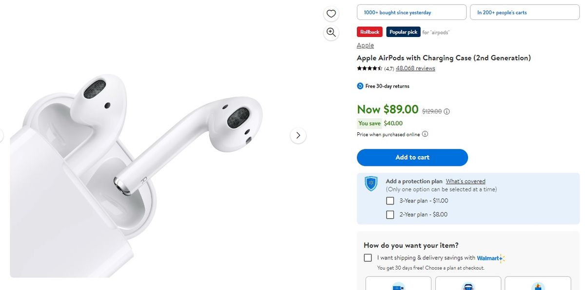 Walmart te permite comprar los AirPods por un precio pocas veces visto. Walmart te permite comprar los AirPods por un precio pocas veces visto.