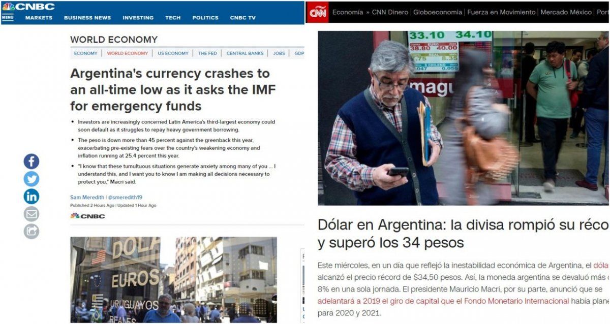 Así reflejan los medios del mundo la crisis  en Argentina