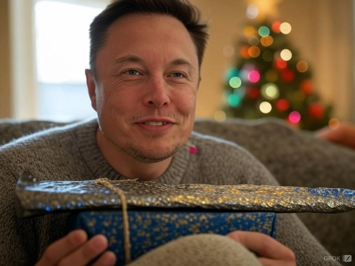 El tierno regalo de Elon Musk en Navidad. Foto: Grok El tierno regalo de Elon Musk en Navidad. Foto: Grok