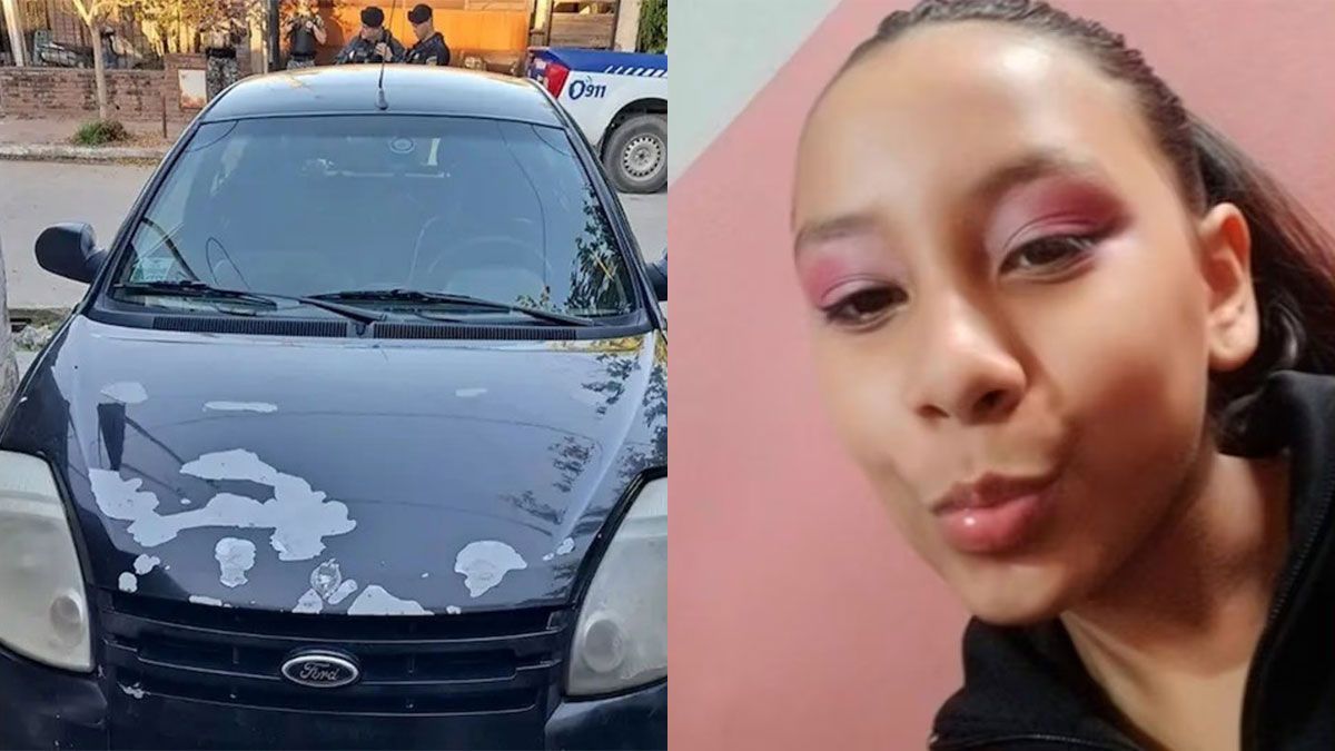 El auto negro donde Agostina Vega habría sido trasladada al descampado en bolsas, en un crimen macabro que aún tiene mucho que resolver.