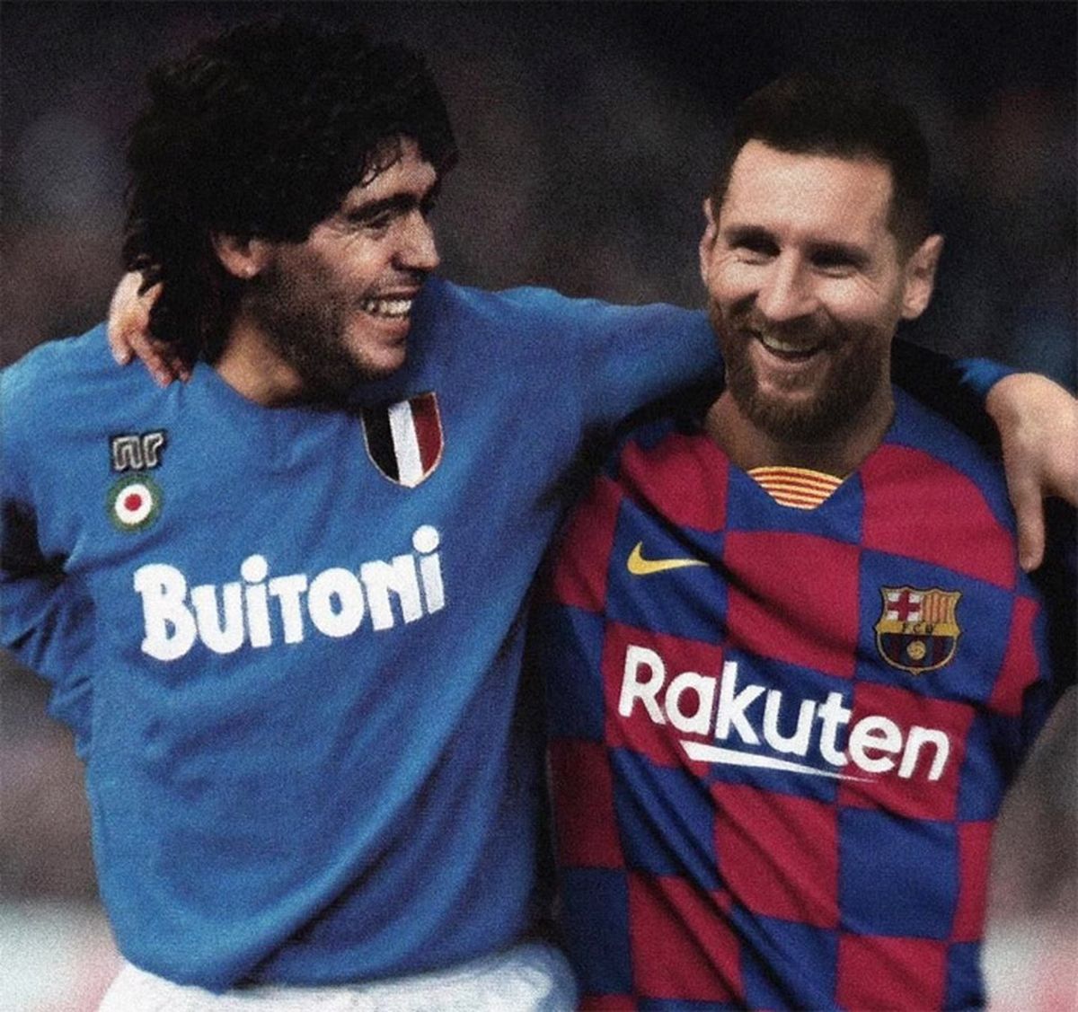 Diego Maradona, en su etapa en el Napoli, y Lionel Messi, figura excluyente del Barcelona.