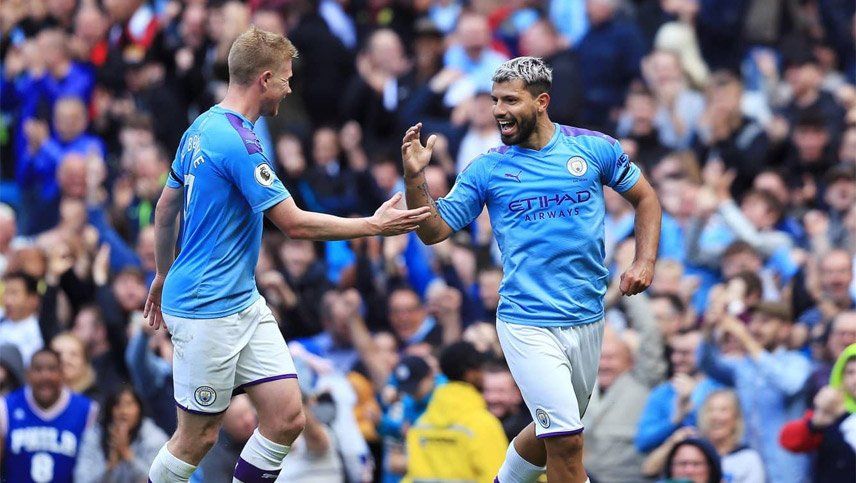 El Kun Agüero marcó un doblete en la fiesta del Manchester City