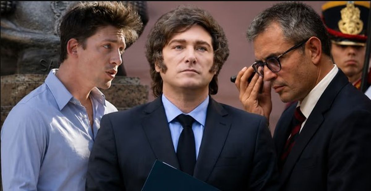 Santiago Caputo, Javier Milei y Martín Menem.