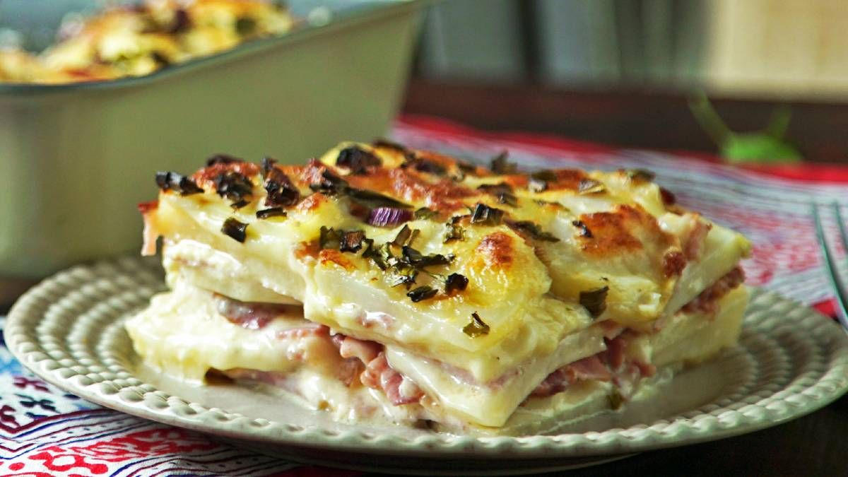 Receta de milhojas de papa con panceta