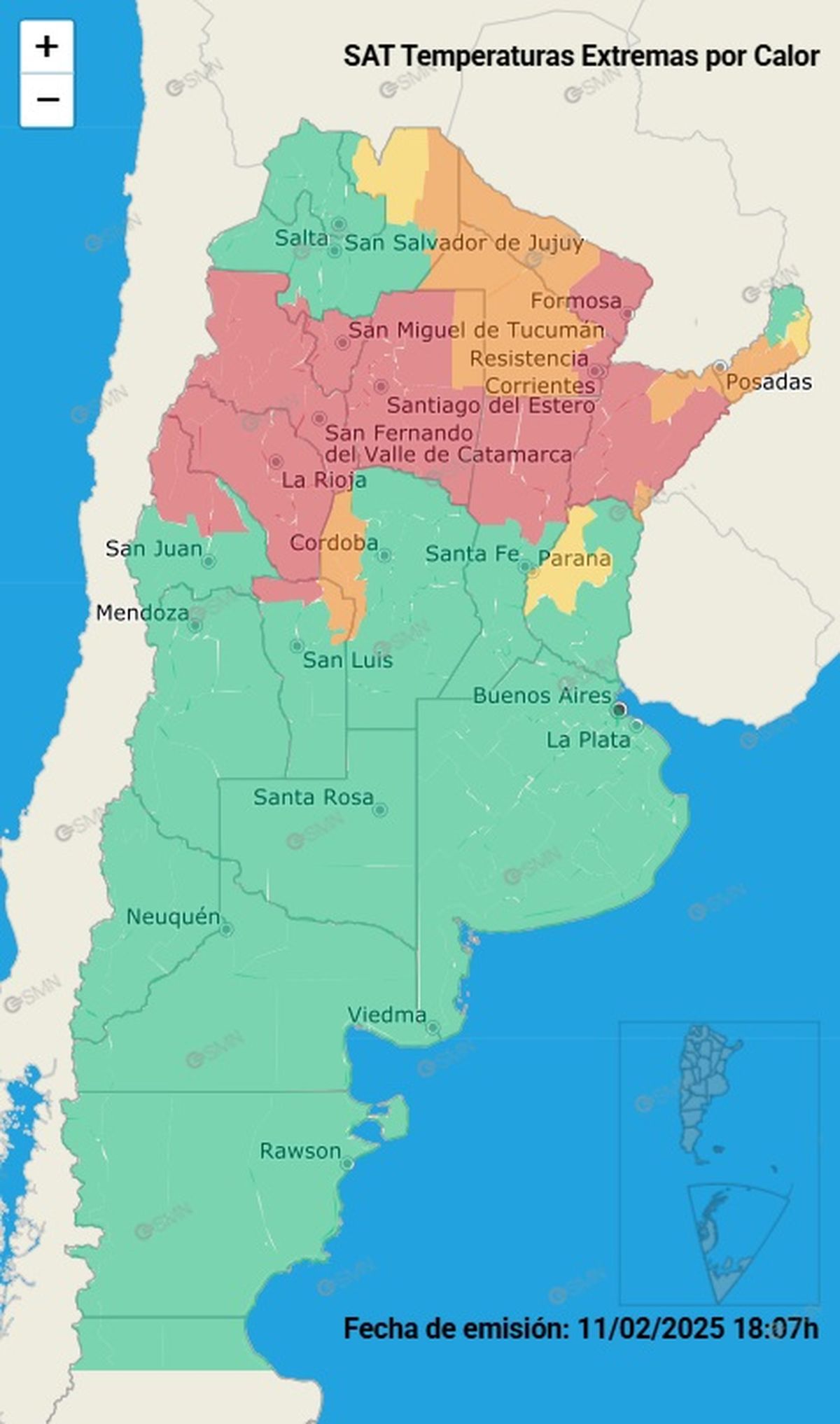 Casi todo el norte de Argentina se encuentra en alerta roja. Casi todo el norte de Argentina se encuentra en alerta roja.
