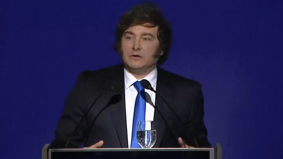 Javier Milei durante el discurso en el que confirmó el acuerdo bilateral entre Argentina y Estados Unidos.