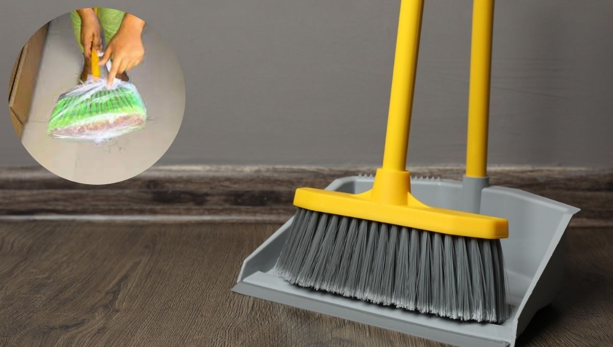 Colocar una bolsa en la escoba garantiza una limpieza más efectiva en distintas superficies