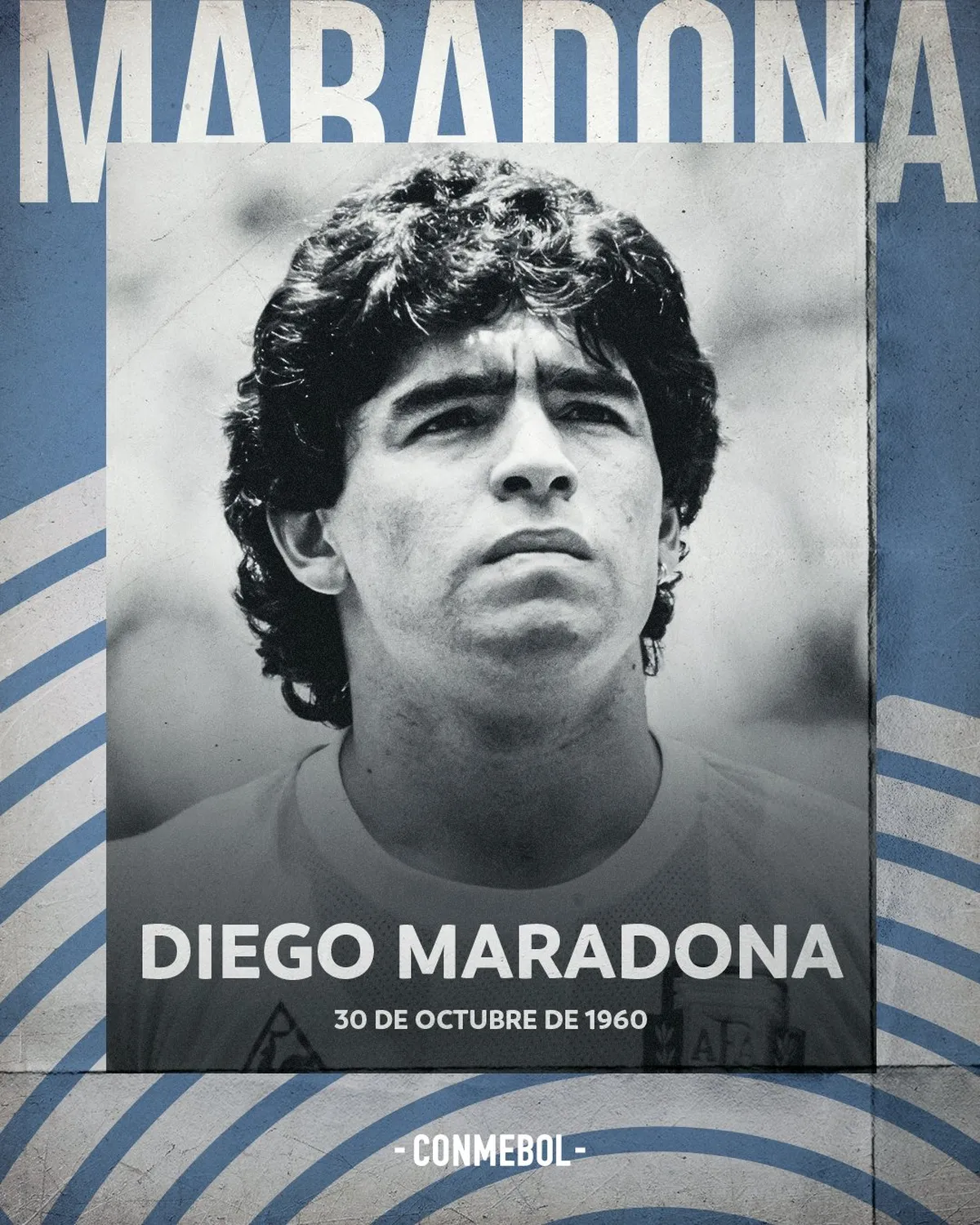 La imagen elegida por la Conmebol para recordar a Diego Maradona.