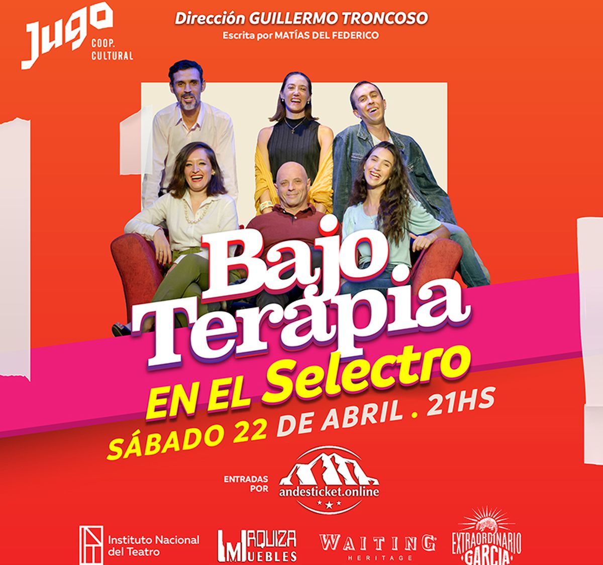 La premiada comedia Bajo Terapia se presenta en el Teatro Selectro.