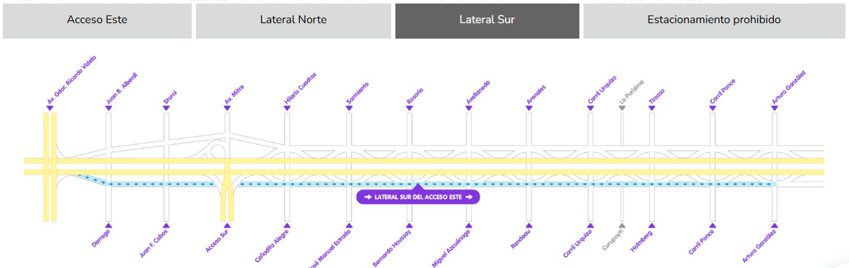 Así es la circulación actual en la lateral del Acceso Este.