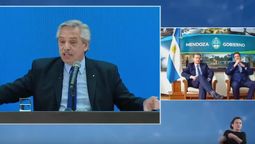 La conferencia de Alberto Fernández por el túnel Caracoles de la que participaron Rodolfo Suarez y Mario Isgro.