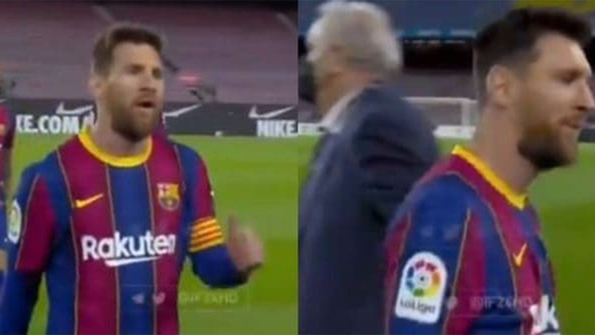 Messi se re calentó con el árbitro en el entretiempo