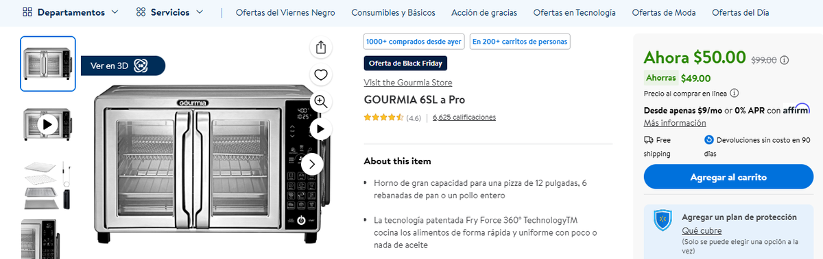 Horno eléctrico de oferta en Walmart. Horno eléctrico de oferta en Walmart.