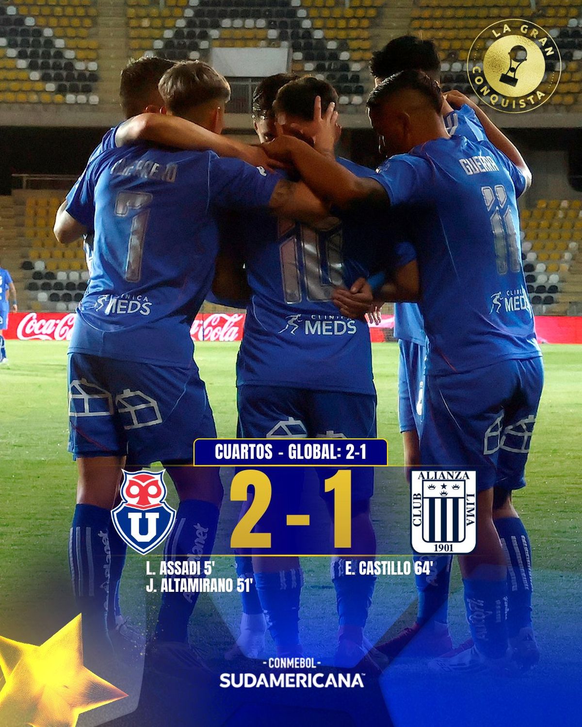 Alianza Lima qued&oacute; eliminado de la Copa Sudamericana al perder 2-1 con Universidad de Chile.
