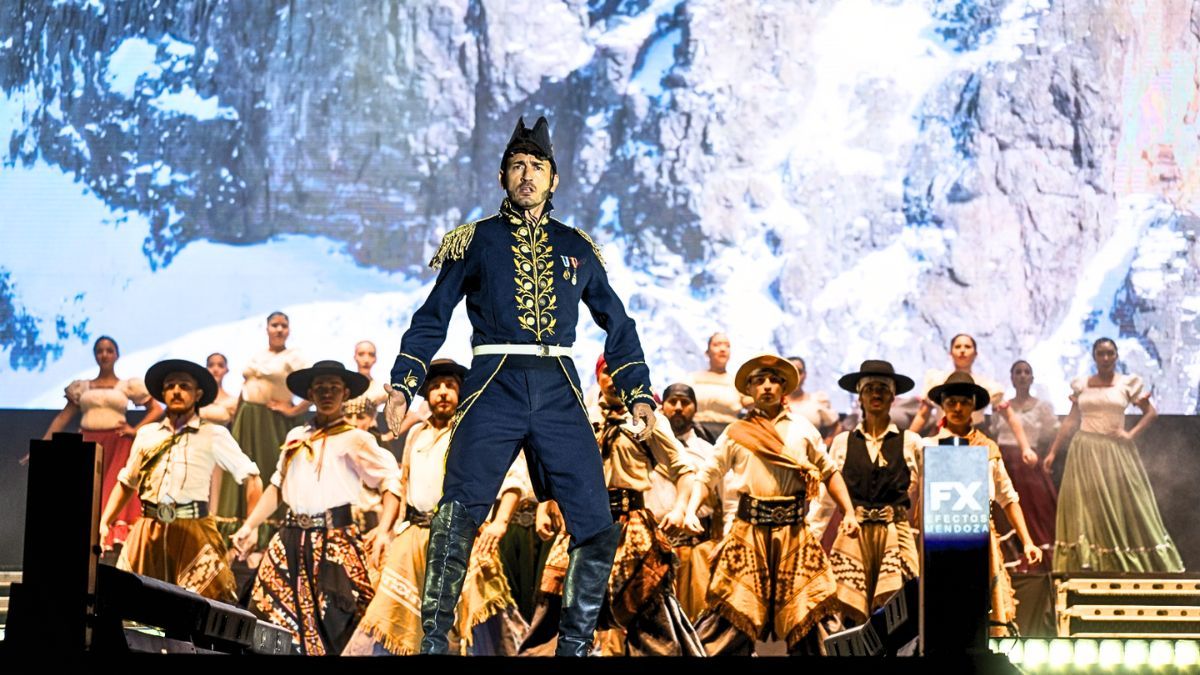 Una pasaje del imponente espectáculo “Vendimia en sueño Bonarda” en San Martín.