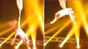 El video del accidente donde un acróbata de circo cayó desde más de 5 metros