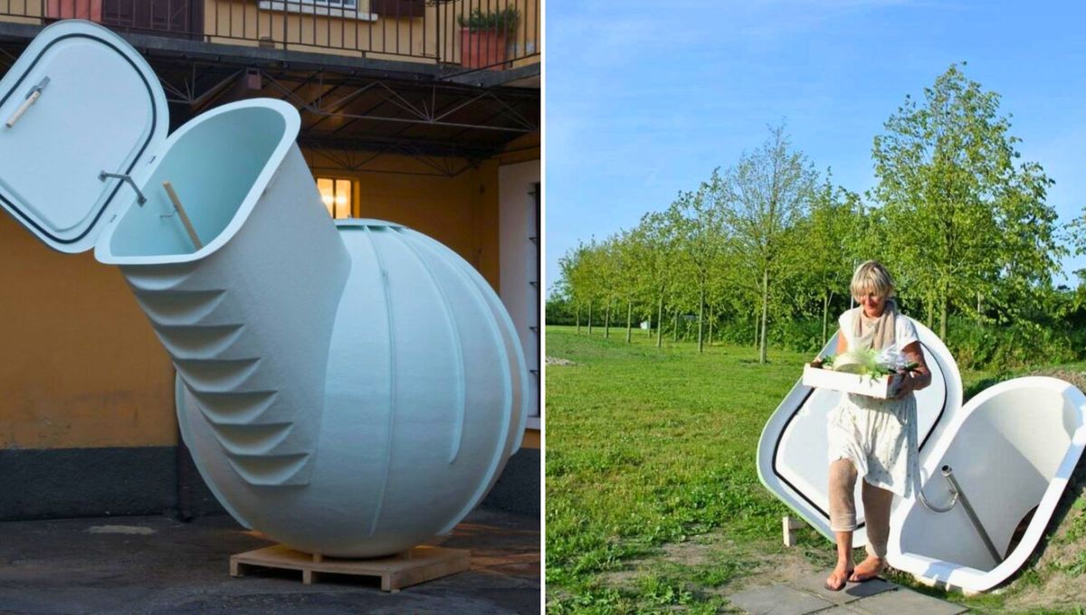 Así es la estructura prefabricada para funcionar como una bodega natural de alimentos y luego ya instalado en el jardín. Fuente: CPG Así es la estructura prefabricada para funcionar como una bodega natural de alimentos y luego ya instalado en el jardín. Fuente: CPG
