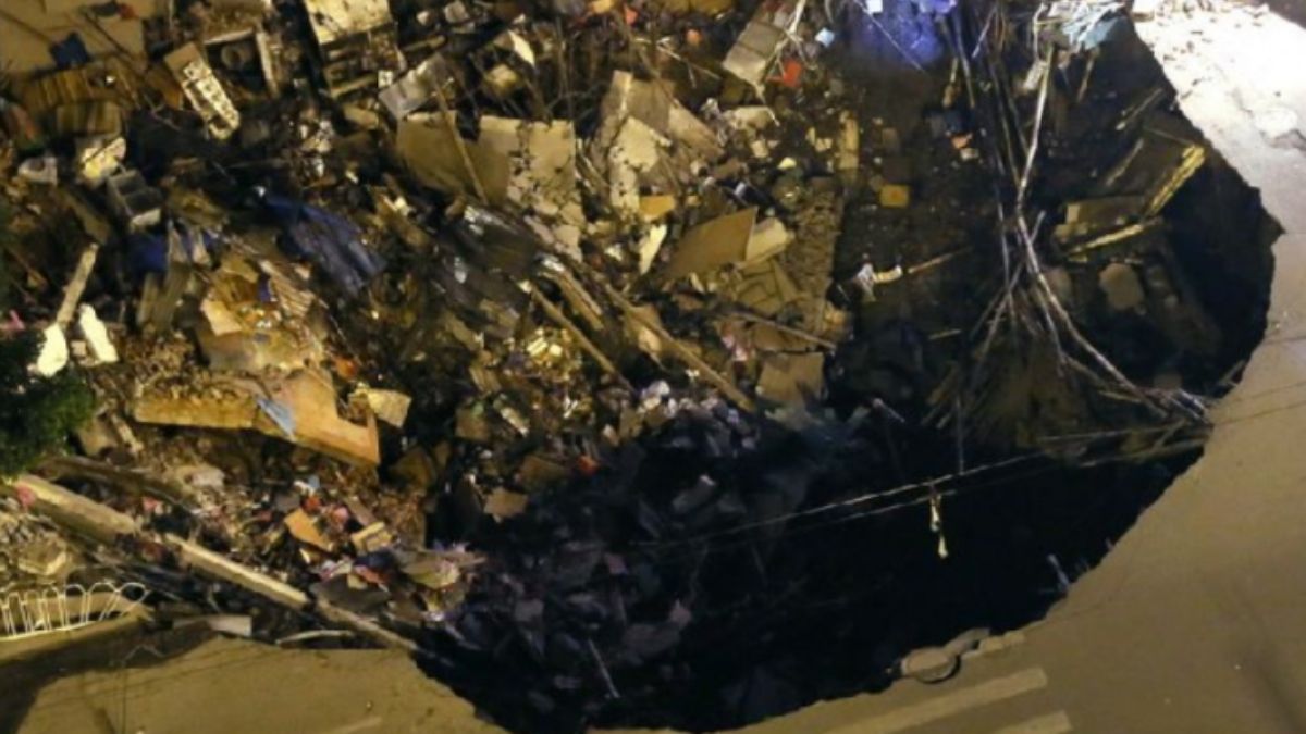 Hundimiento en Guangzhou. Foto: Diario del Pueblo en español Hundimiento en Guangzhou. Foto: Diario del Pueblo en español