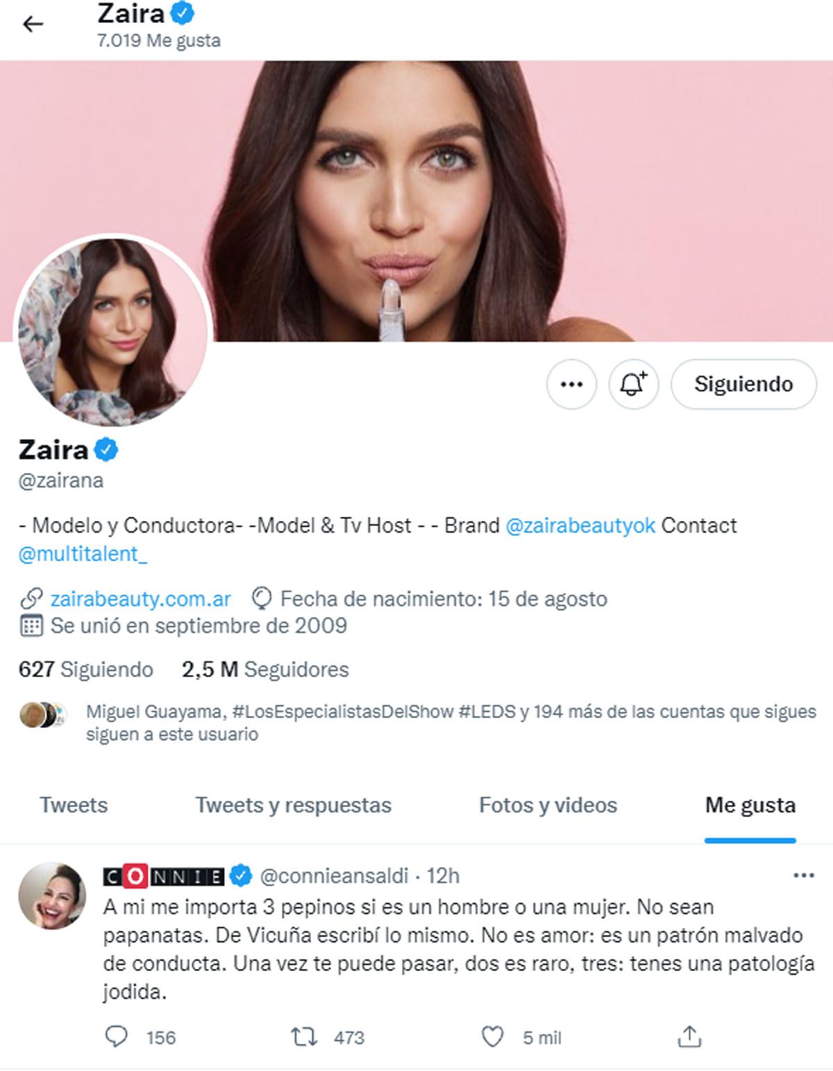 El duro "me gusta" de Zaira en contra de la China Su&aacute;rez