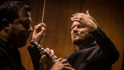 Matías Volkmann y Marcelo Mercado, de la Orquesta Sinfónica de la UNCuyo.