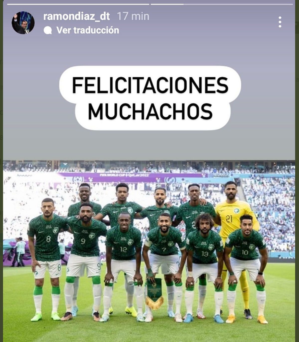 El saludo de Ramón Díaz a los jugadores de Arabia Saudita