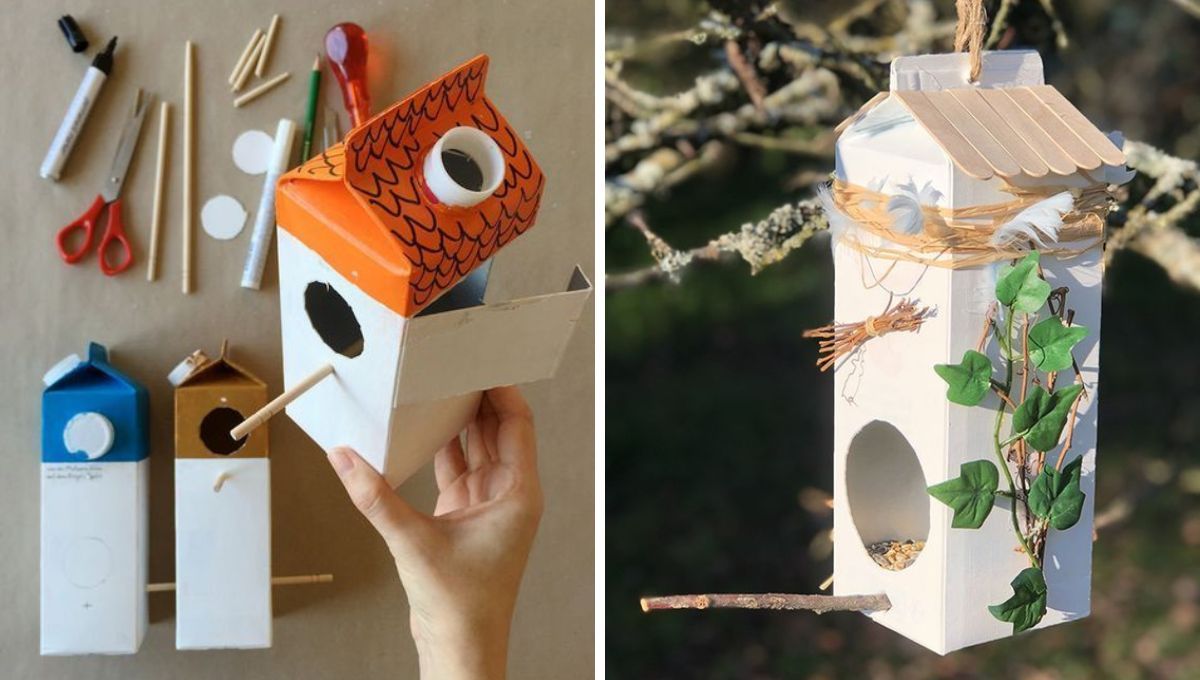 Cajas de leche recicladas. Cajas de leche recicladas. 